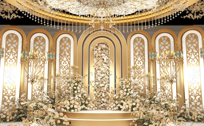 渭城香槟色调婚礼堂效果展示
